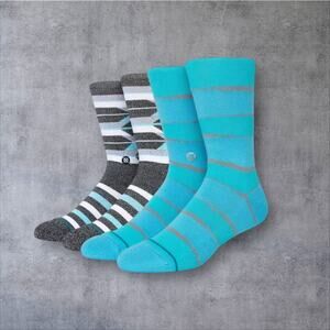 Stance Dwyane Wade Striped Lariet Casual Crew Socks 2 Pack Mens Lrg (6-12) NWT